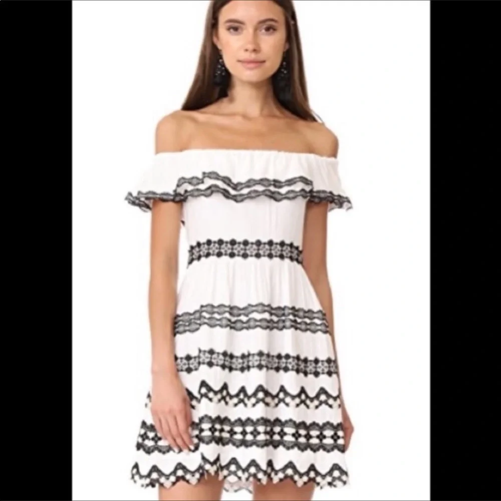 Alice + Olivia Rozzi Off The Shoulder Embroidered Dress